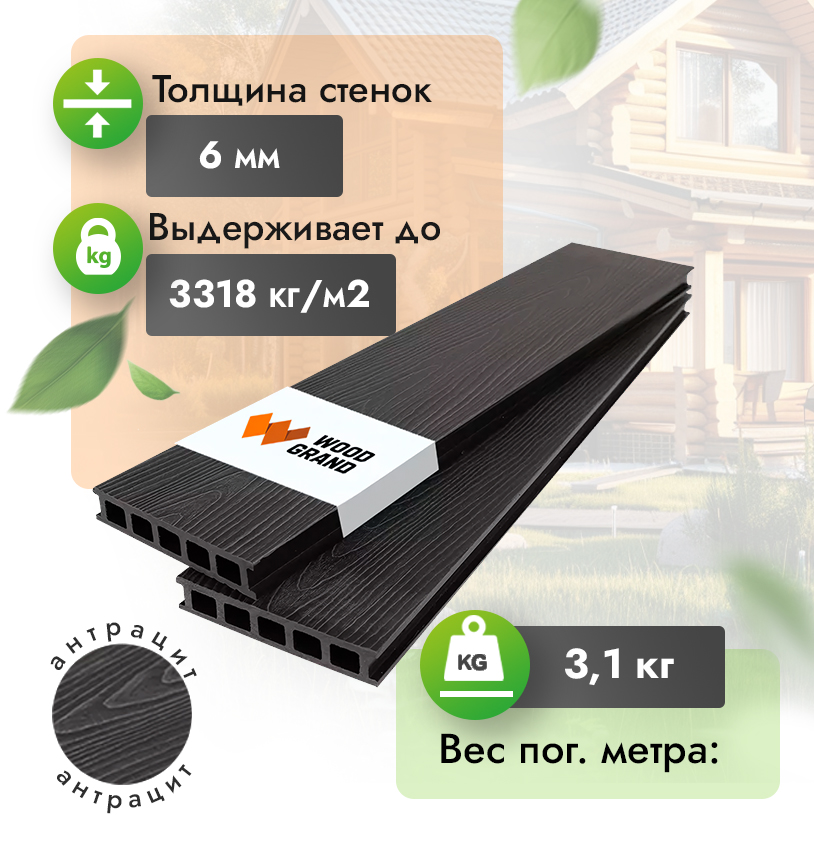 Террасная доска с тиснением 150х28 мм - Венге