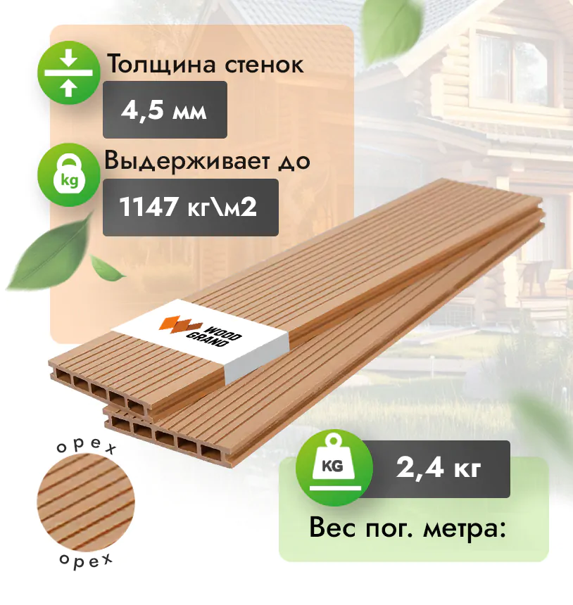 Террасная доска 140х20 мм (3 метра) - Венге