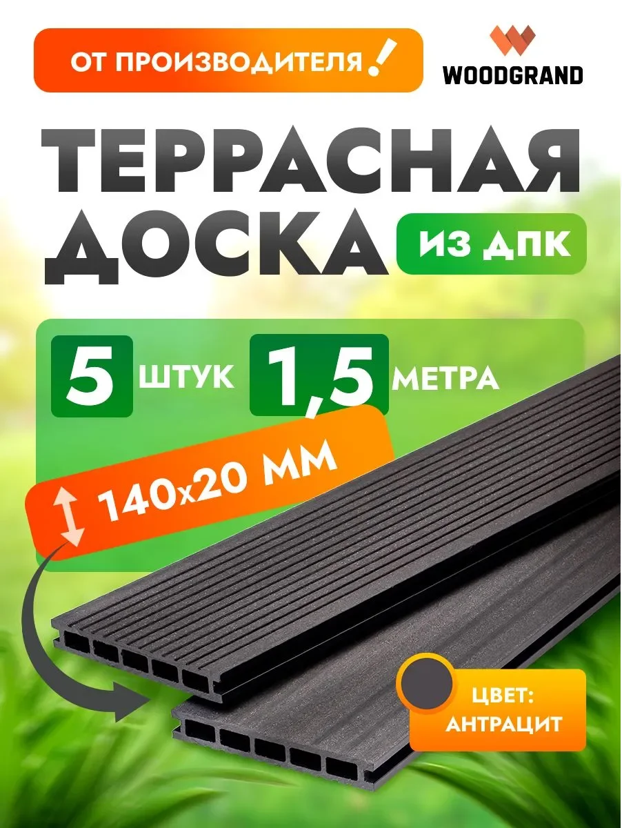 Террасная доска 140х20 мм 1,5м 5шт - Венге